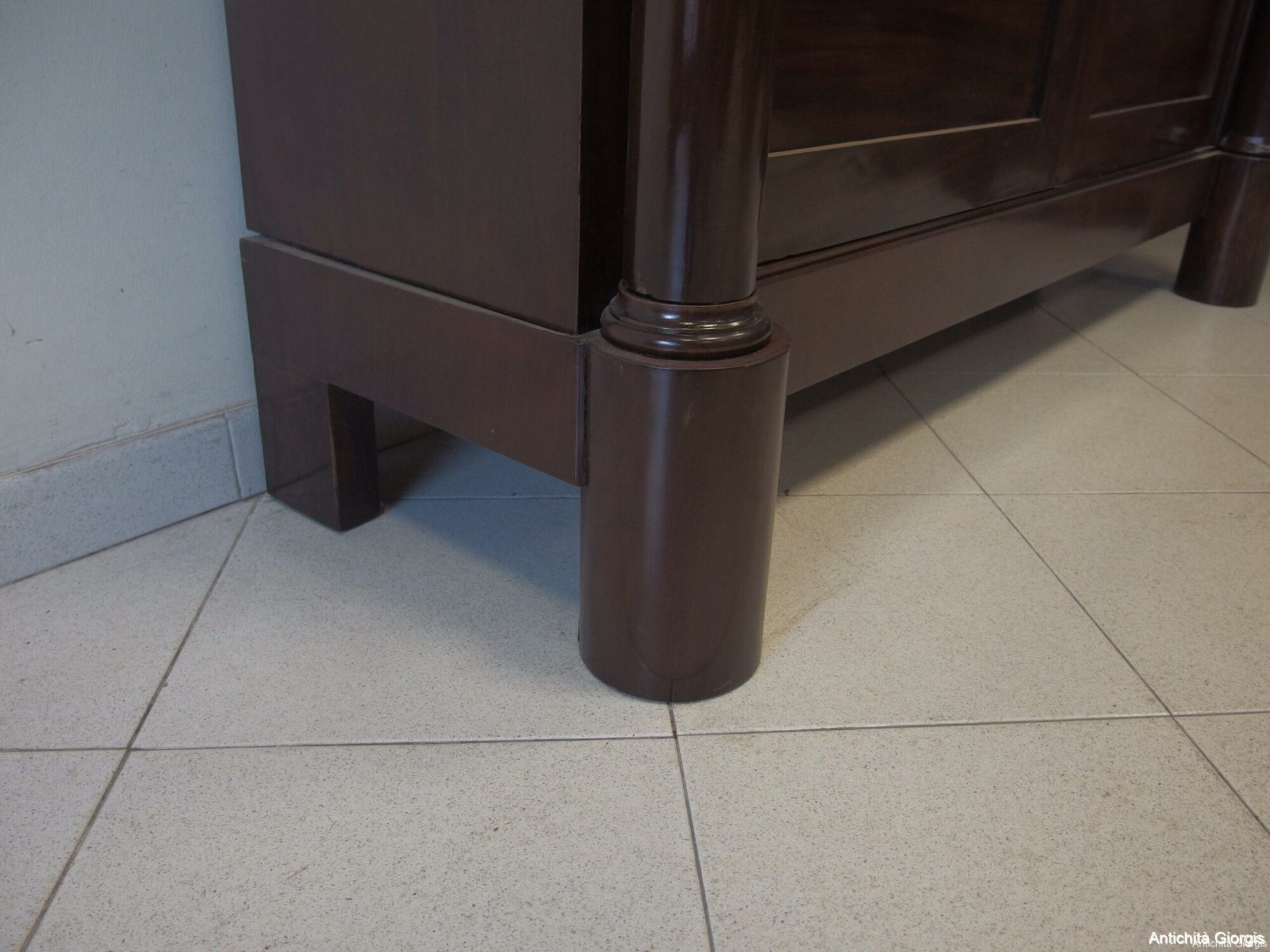 LIBRERIA A DUE PORTE IN MOGANO CON COLONNE PIENE STILE IMPERO EPOCA PRIMI 800 - immagine 12