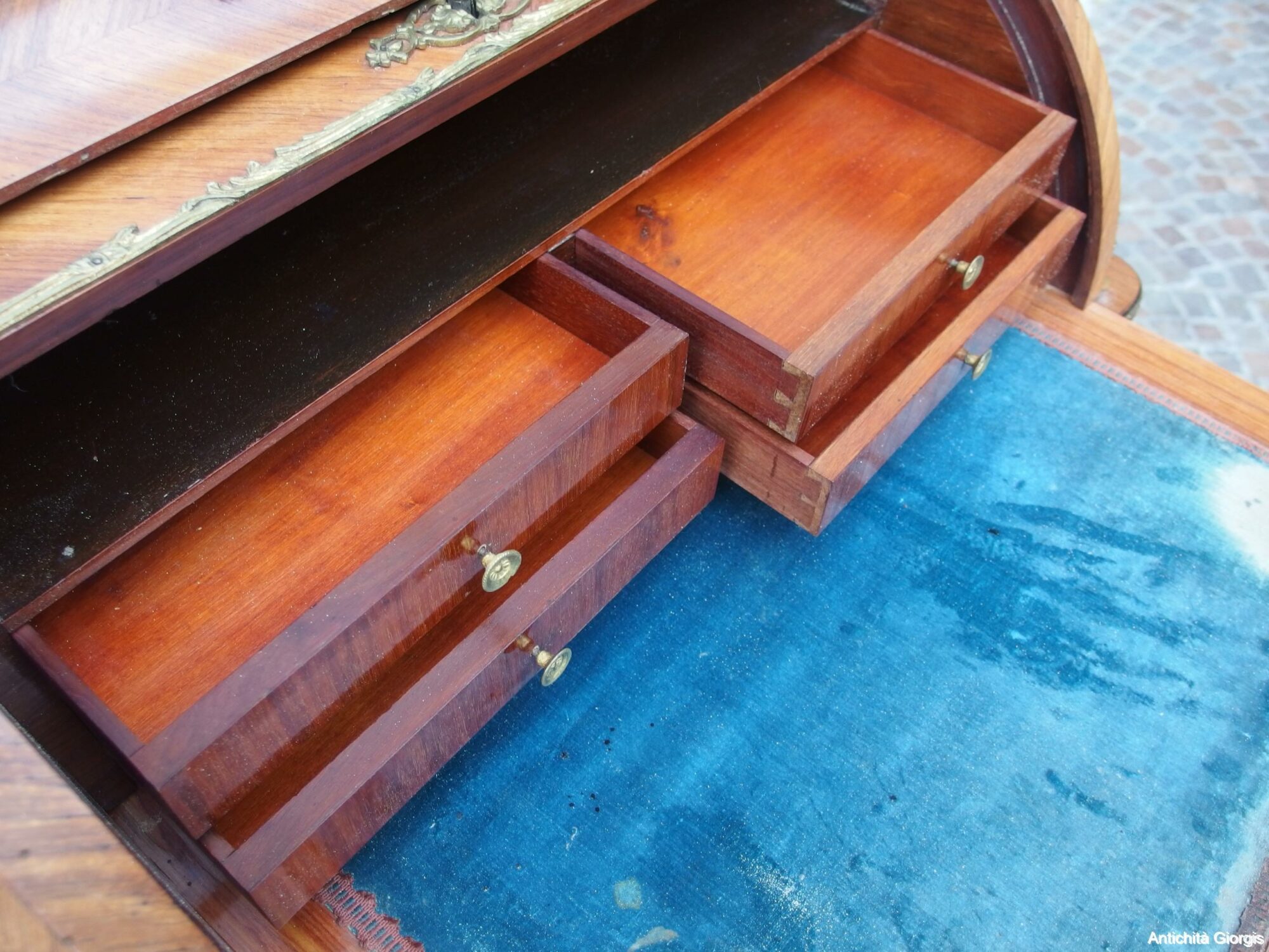RIBALTA INTARSIATA  IN LEGNO DI ROSE STILE NAPOLEONE III - immagine 14