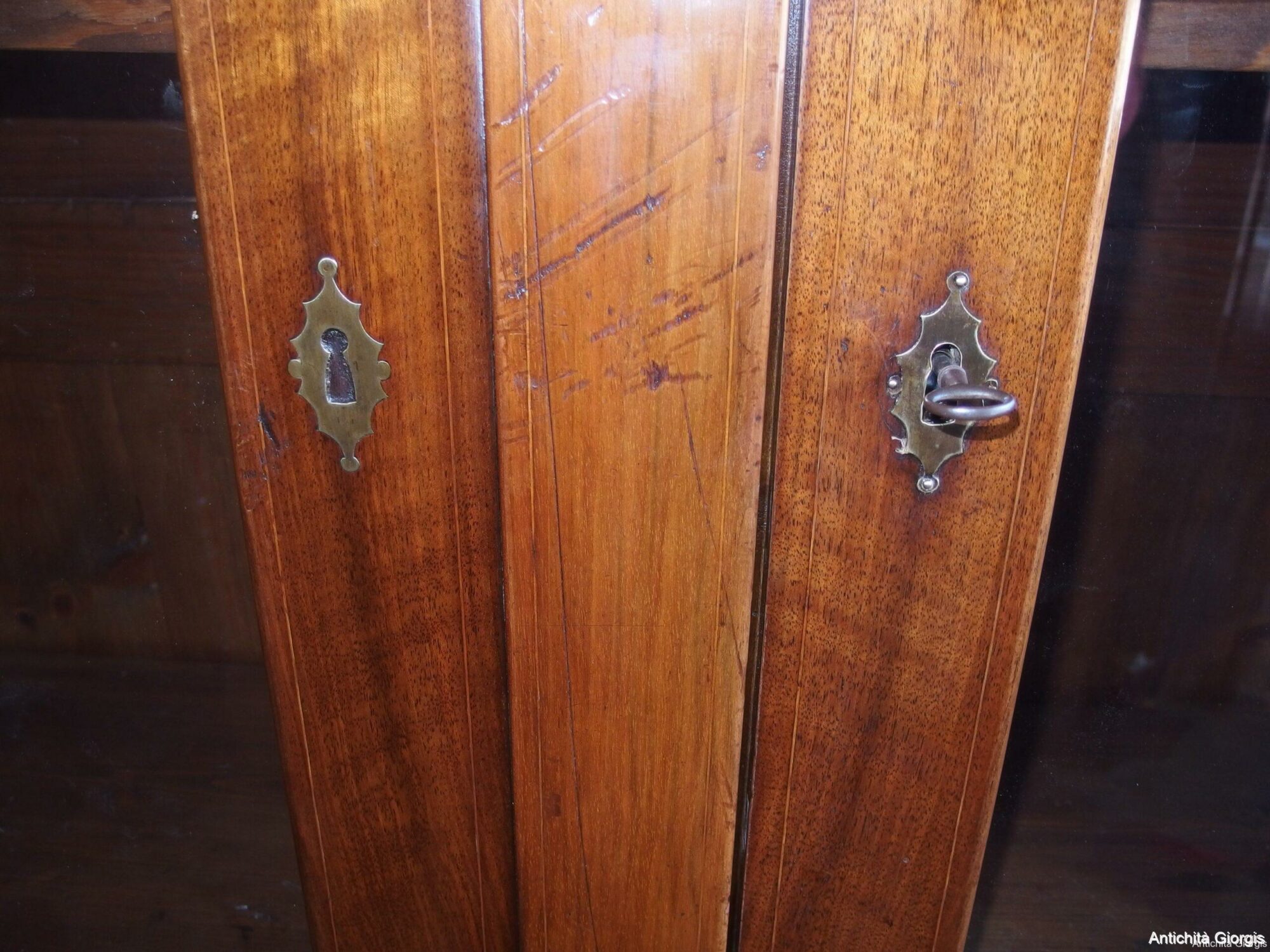 LIBRERIA CON INTARSI A DUE PORTE IN NOCE STILE CARLO X - immagine 13