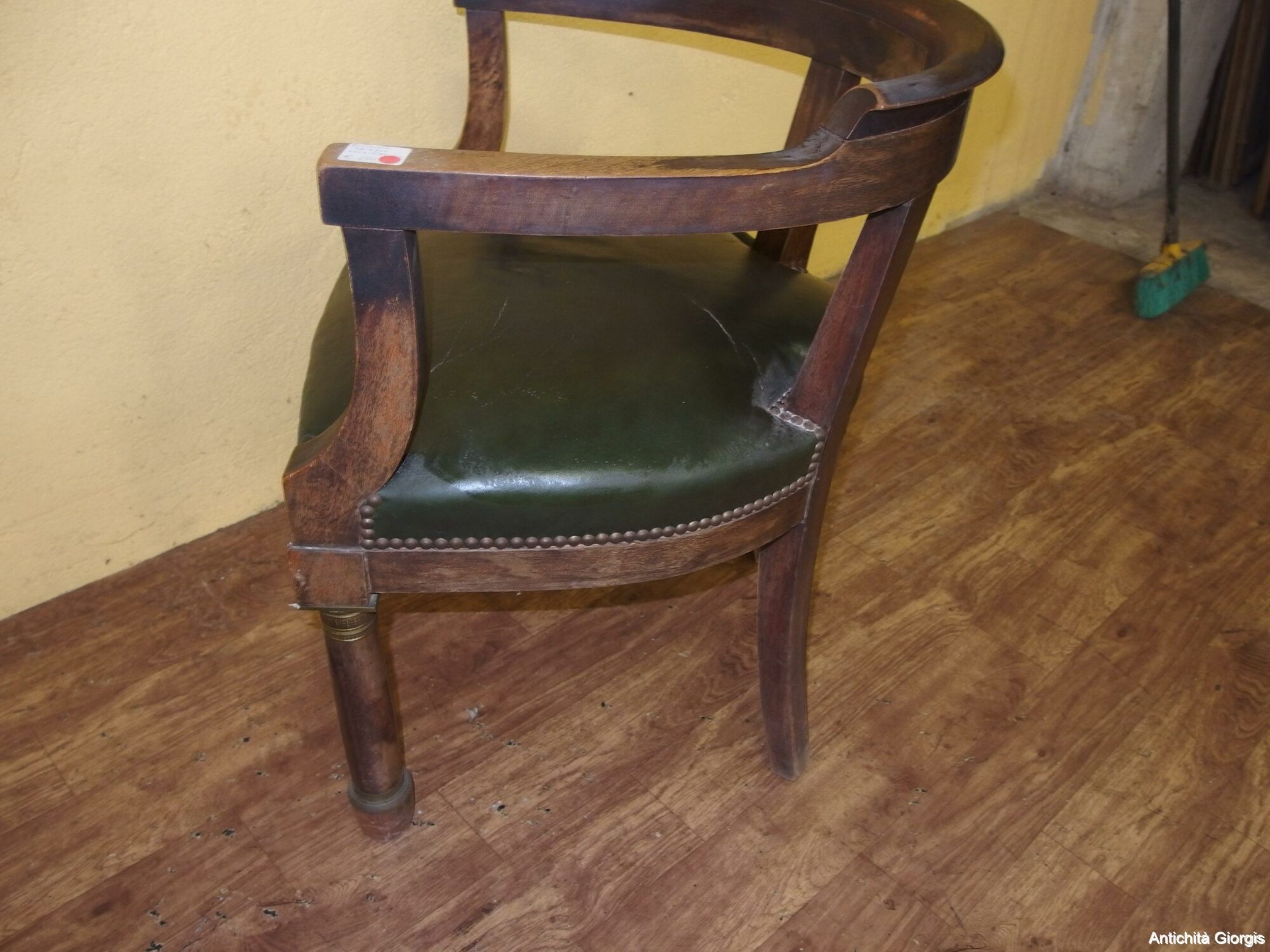 POLTRONA DA SCRIVANIA IN MOGANO CON BRONZI STILE IMPERO - immagine 6