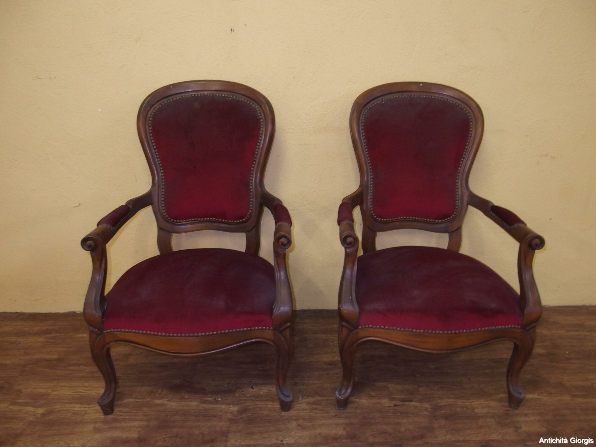 N.2 POLTRONE STILE LUIGI FILIPPO IN NOCE EPOCA 900