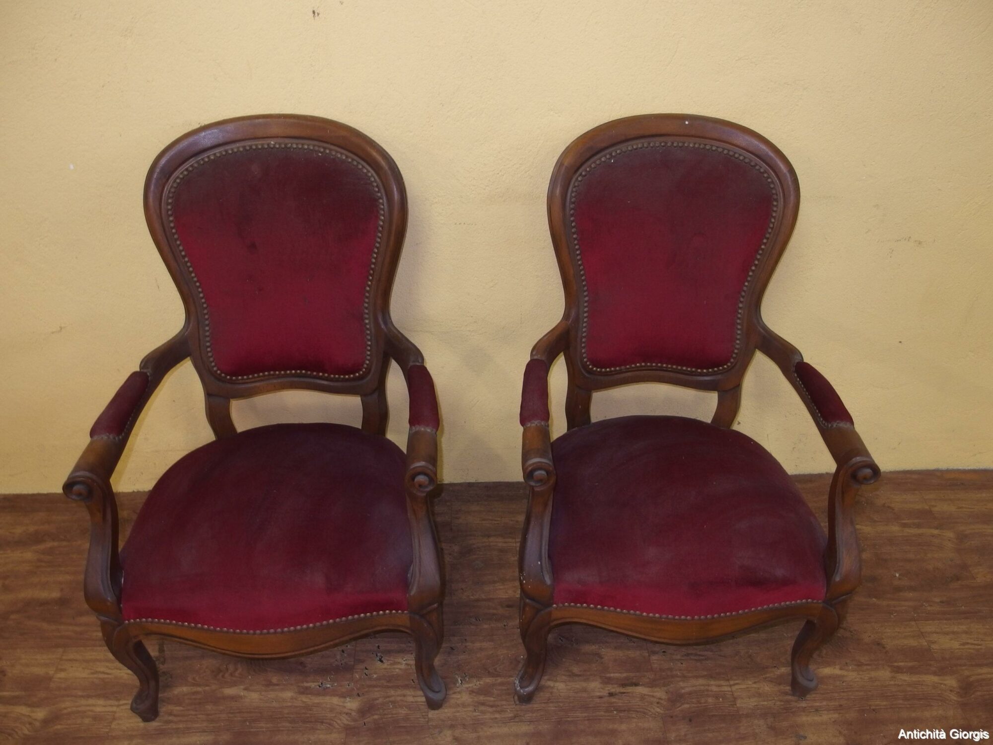 N.2 POLTRONE STILE LUIGI FILIPPO IN NOCE EPOCA 900 - immagine 3