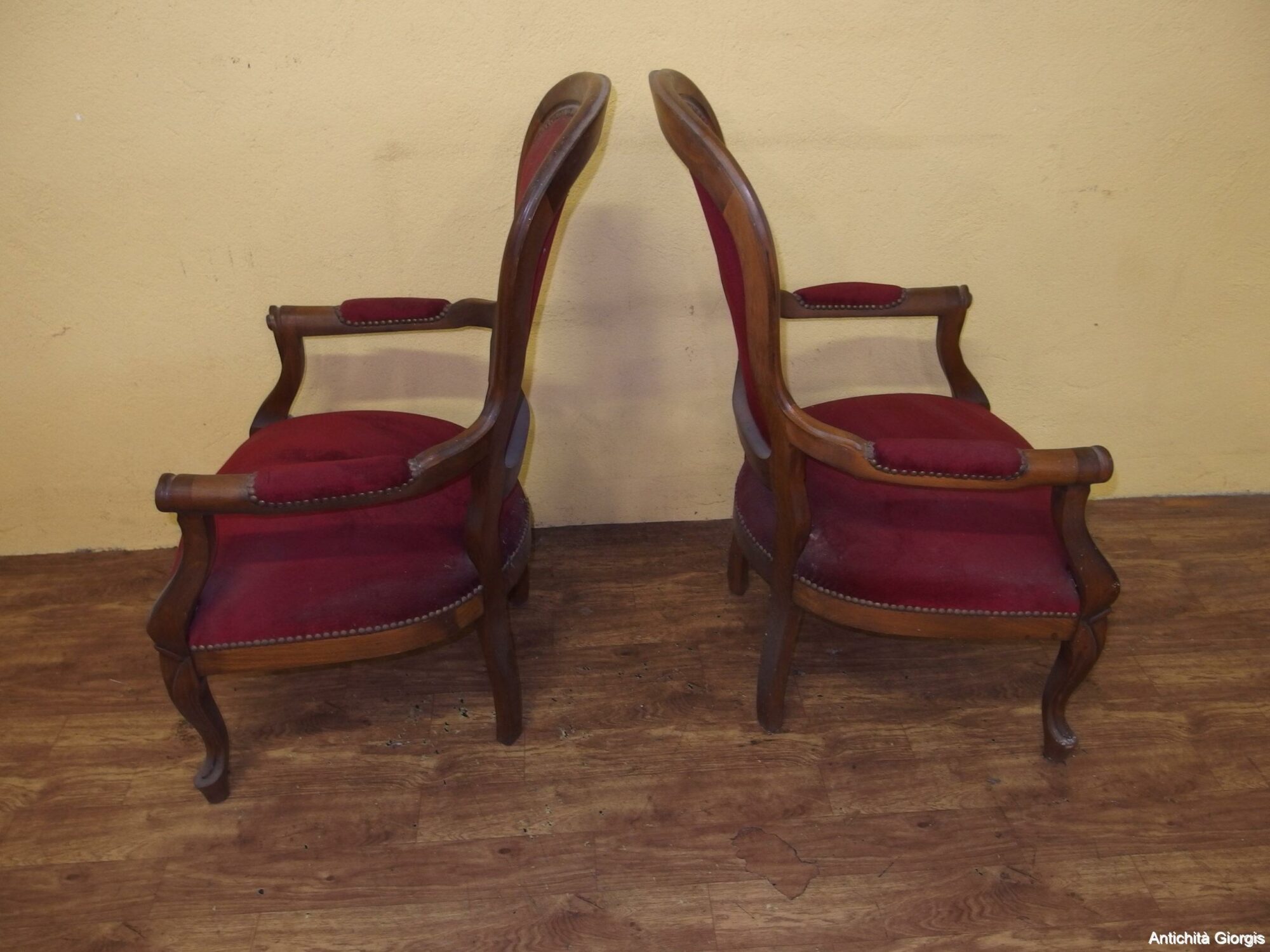 N.2 POLTRONE STILE LUIGI FILIPPO IN NOCE EPOCA 900 - immagine 4