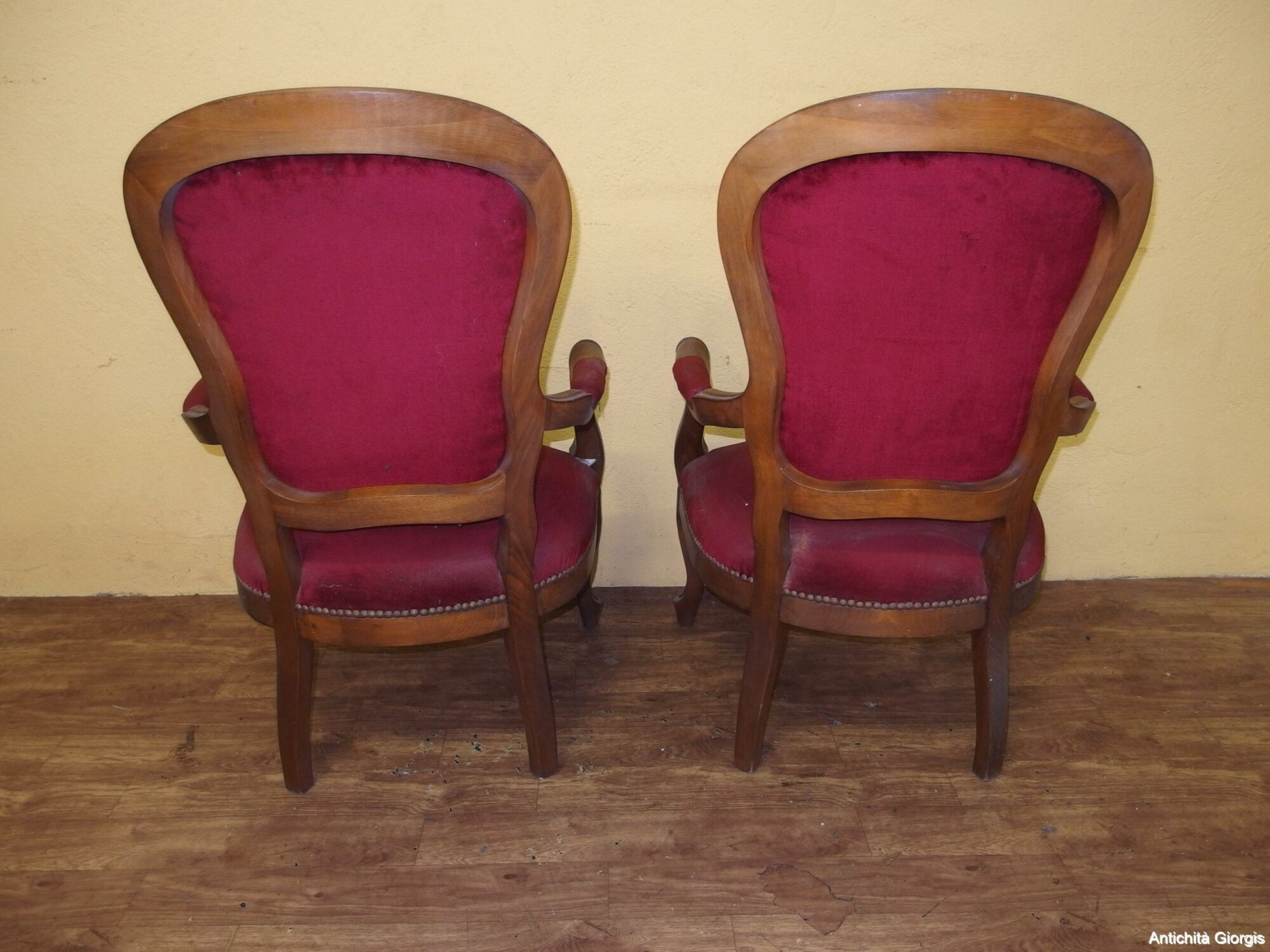 N.2 POLTRONE STILE LUIGI FILIPPO IN NOCE EPOCA 900 - immagine 5