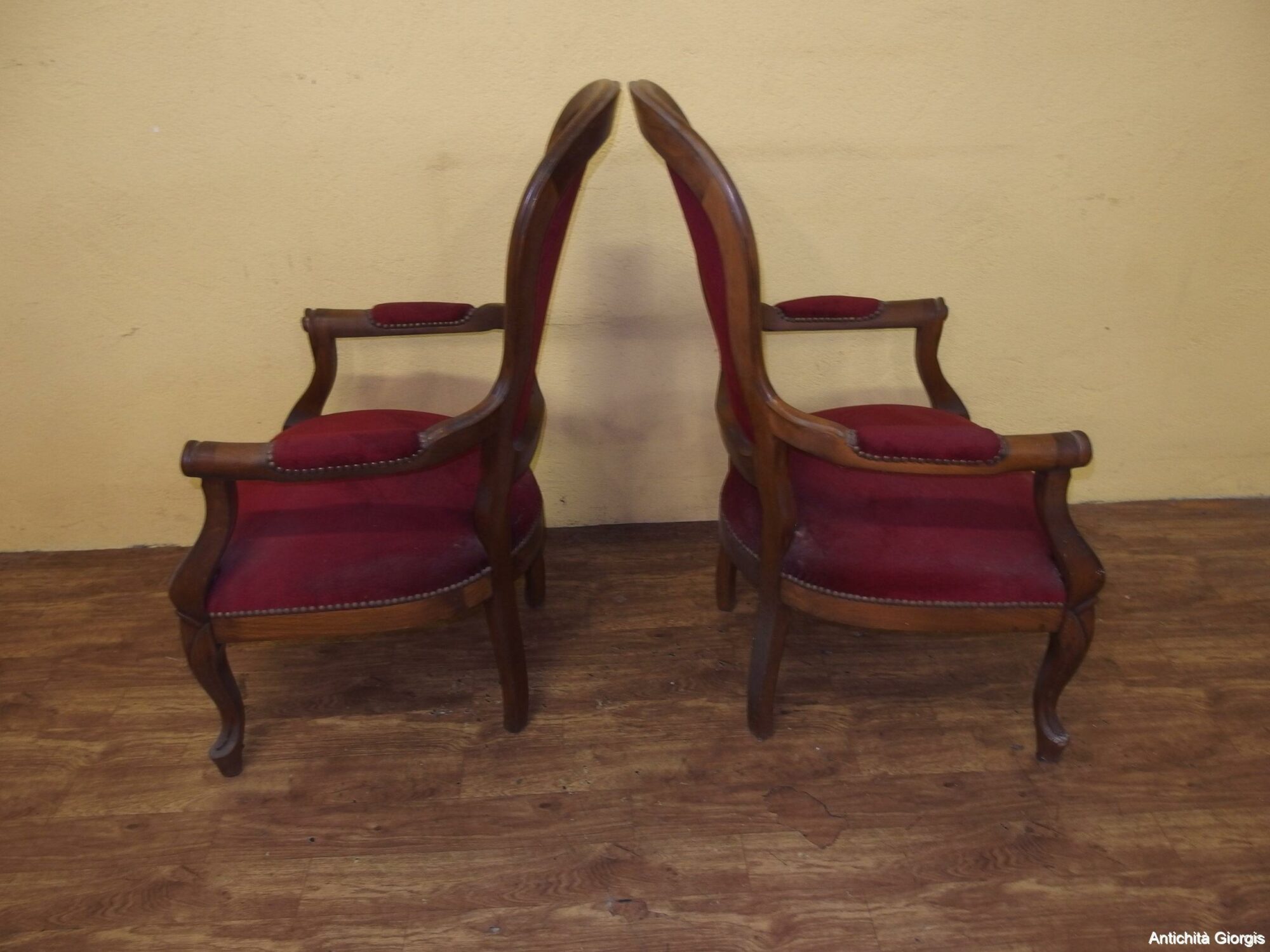 N.2 POLTRONE STILE LUIGI FILIPPO IN NOCE EPOCA 900 - immagine 6