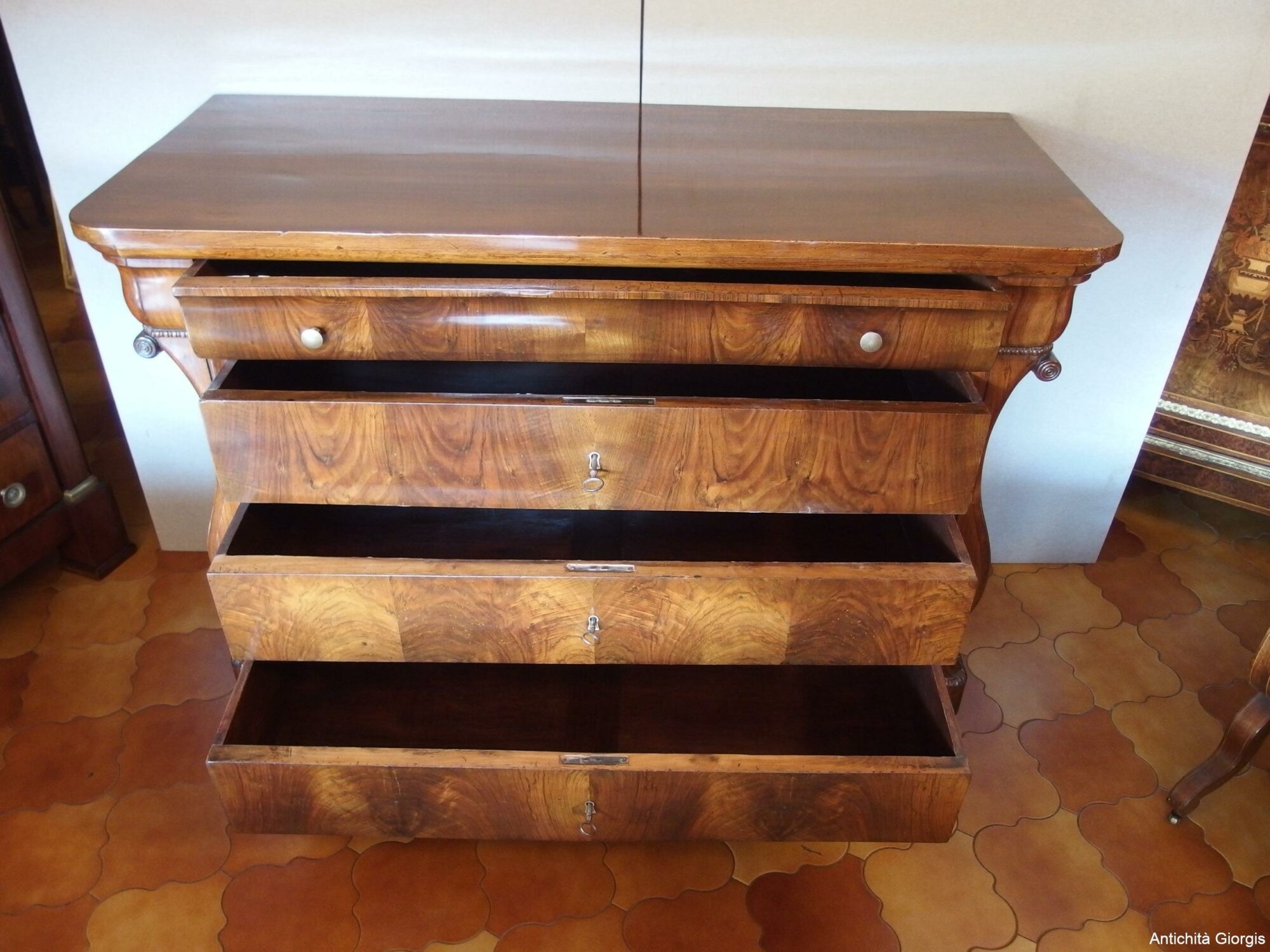 CASSETTONE LASTRONATO A CHITARRA STILE CARLO X EPOCA 800 - immagine 7