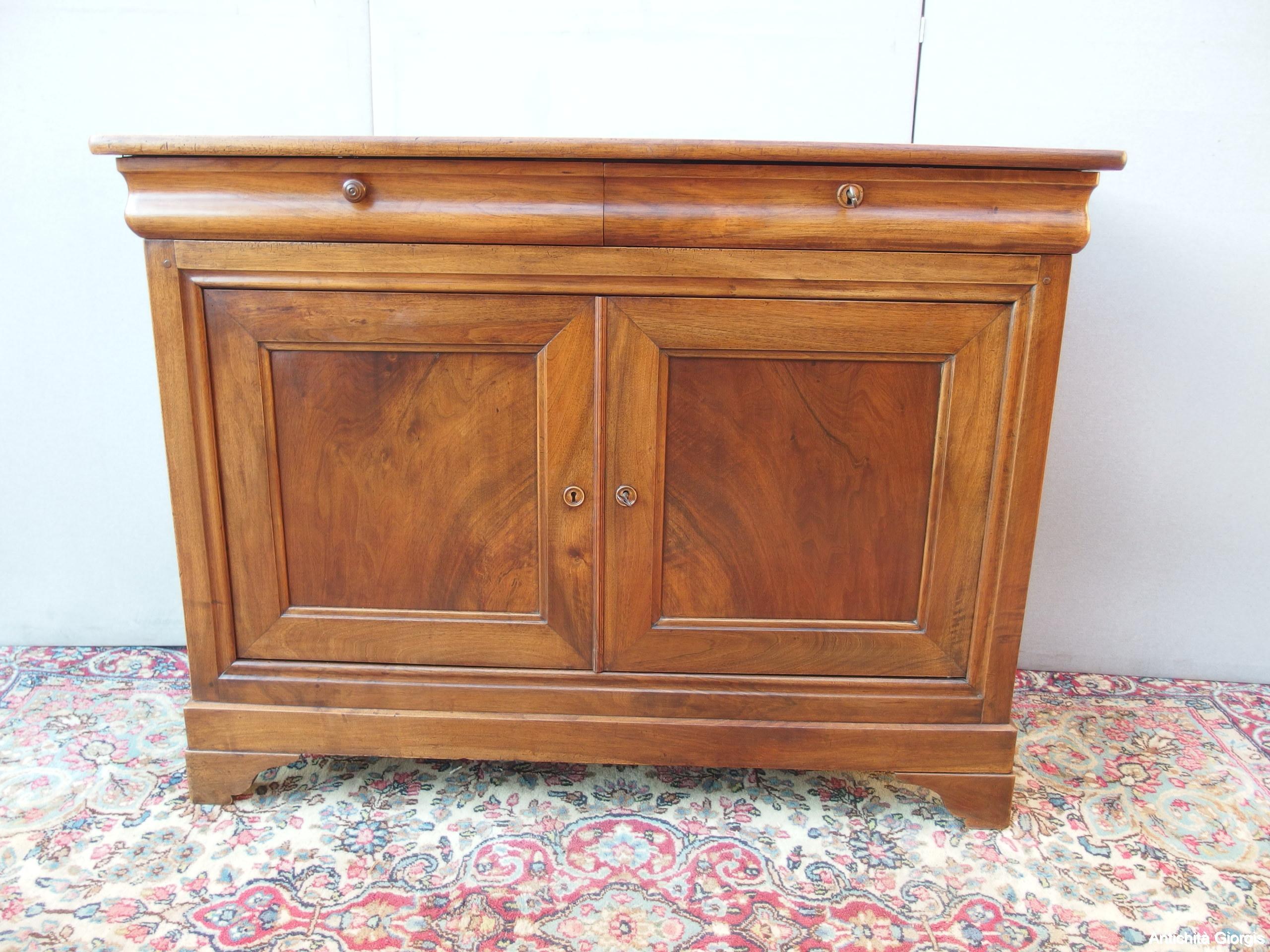 CREDENZA CAPUCCINA IN NOCE A DUE PORTE EPOCA 800 RESTAURATA