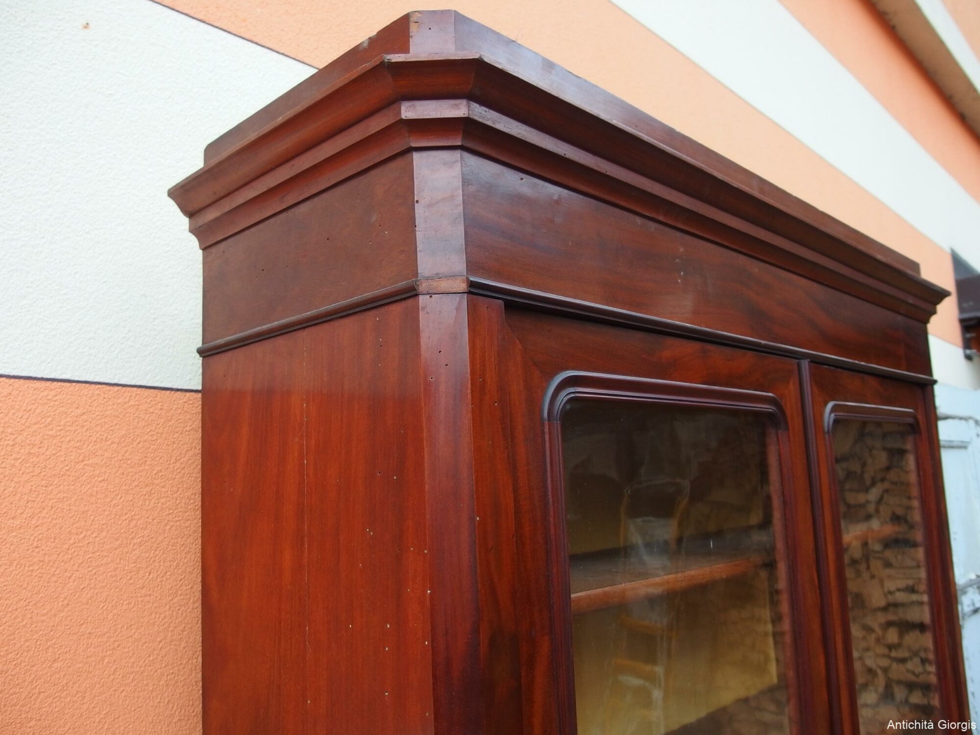 LIBRERIA IN MOGANO A DUE PORTE STILE LUIGI FILIPPO EPOCA 800 - immagine 9