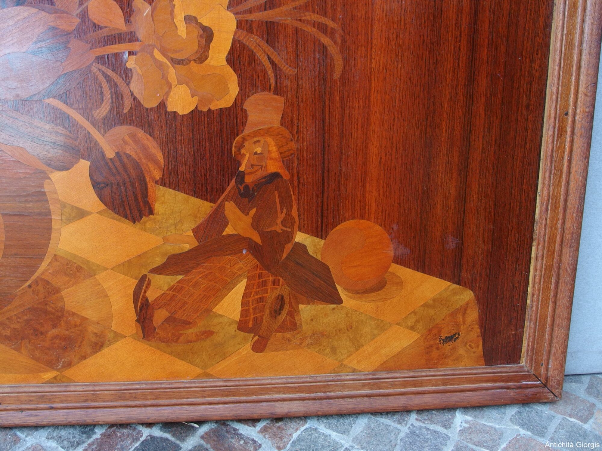 QUADRO SOGGETTO FLOREALE REALIZZATO CON INTARSI IN LEGNO EPOCA FINE 800 FRANCIA - immagine 3