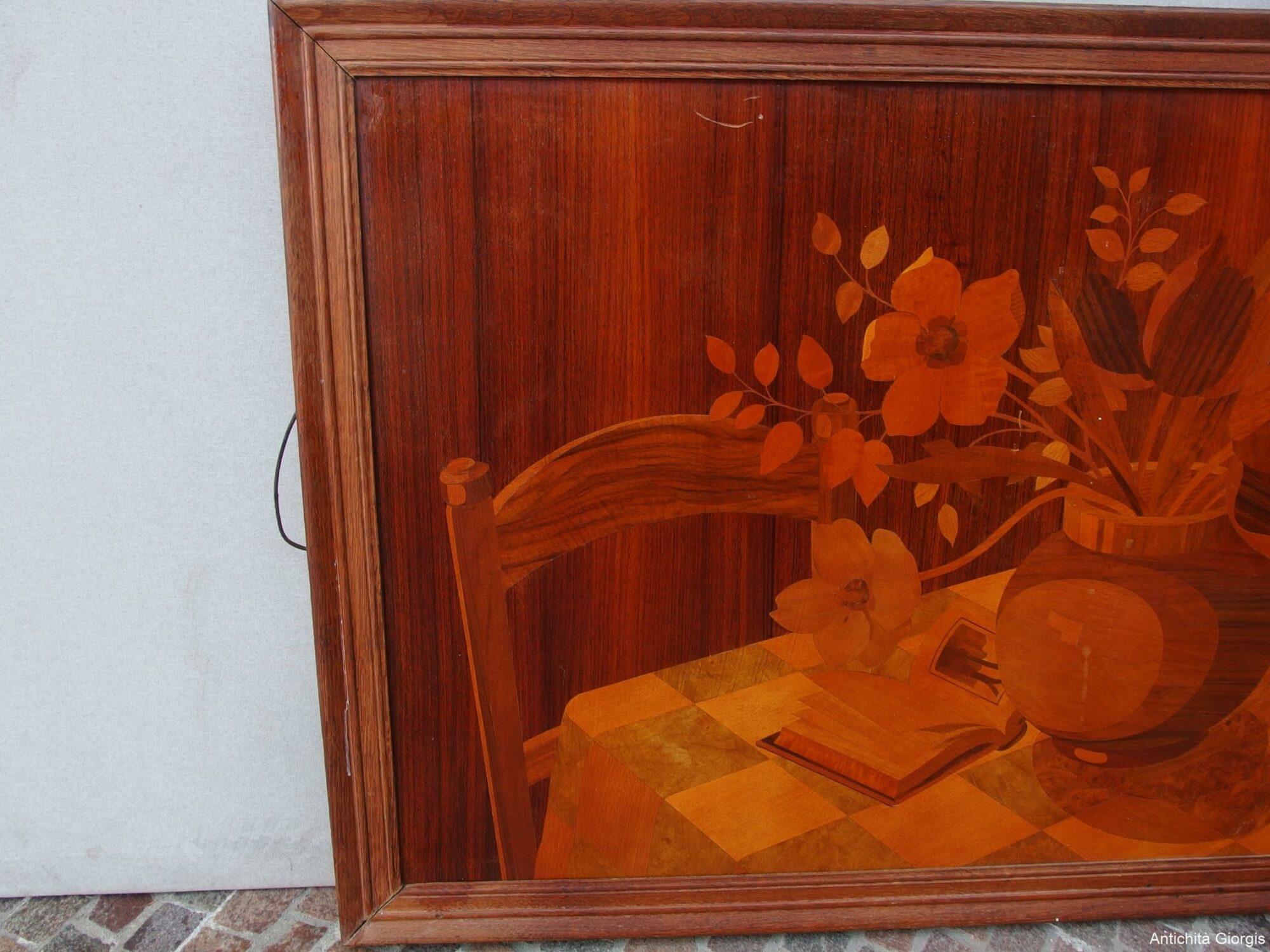 QUADRO SOGGETTO FLOREALE REALIZZATO CON INTARSI IN LEGNO EPOCA FINE 800 FRANCIA - immagine 5