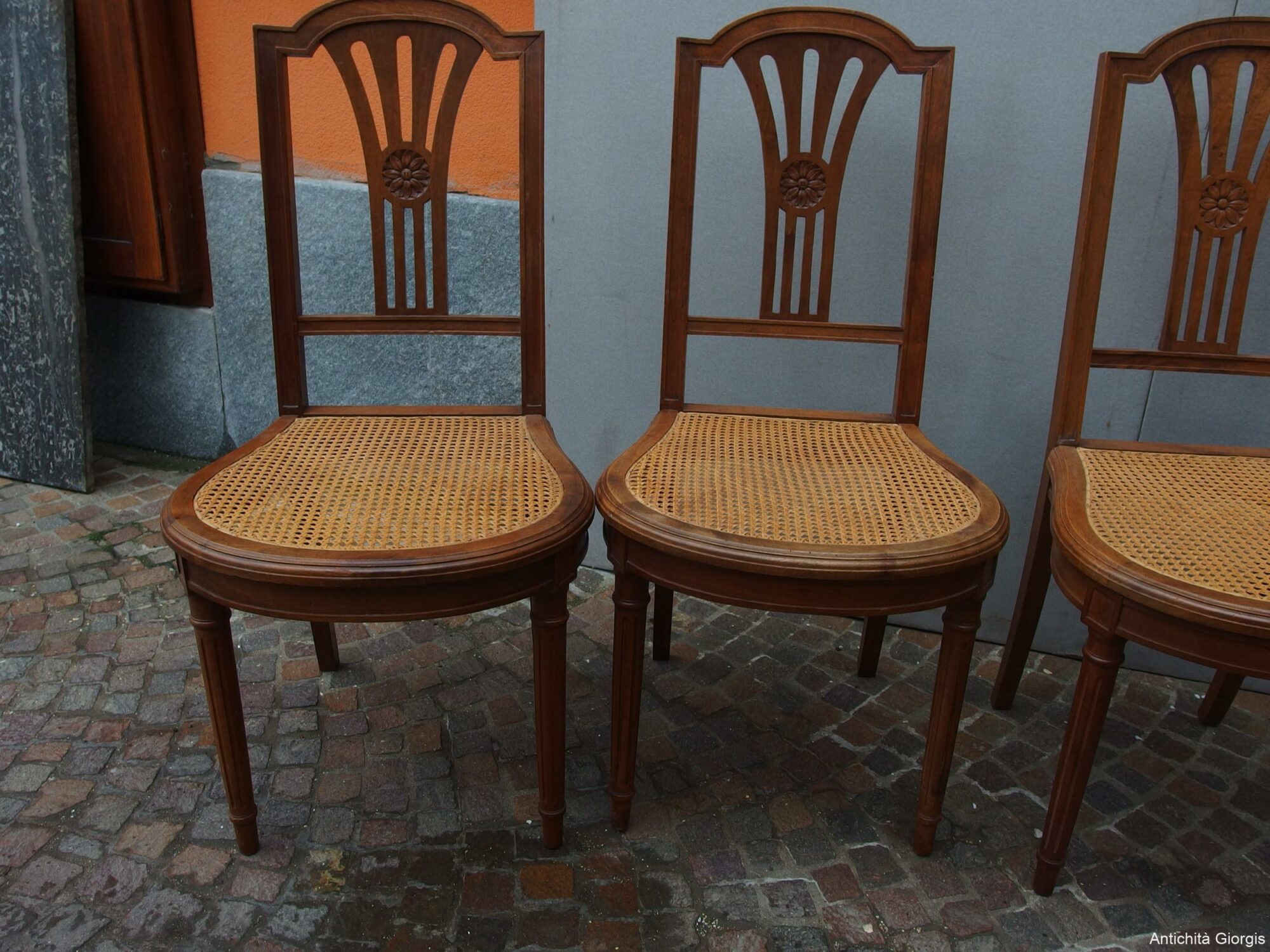 N. 6 SEDIE IN NOCE STILE NAPOLEONE III FRANCIA - immagine 6