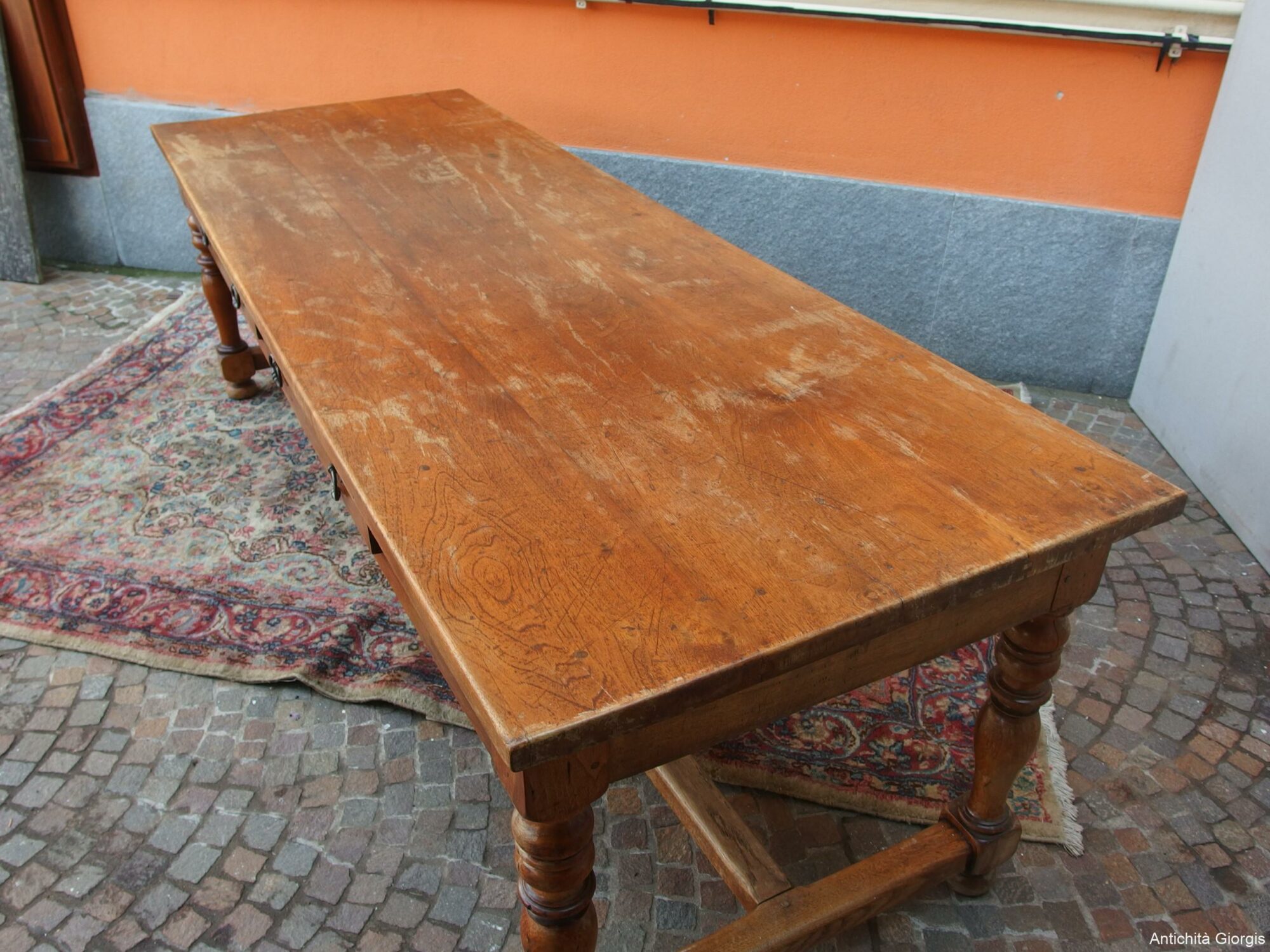 GRANDE TAVOLO RETTANGOLARE IN NOCE STILE LUIGI FILIPPO - immagine 12