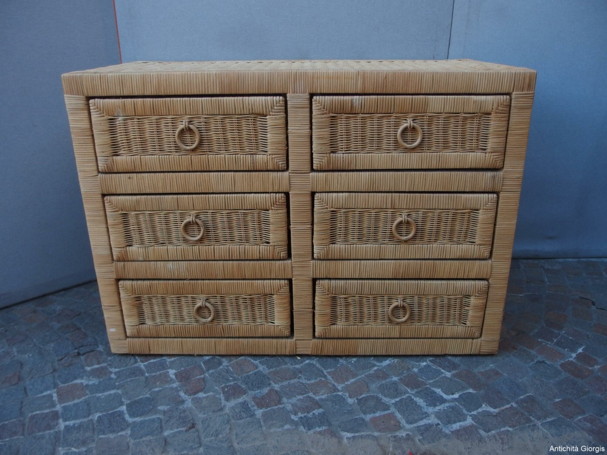 CASSETTIERA CON SEI CASSETTI IN VIMINI EPOCA 900
