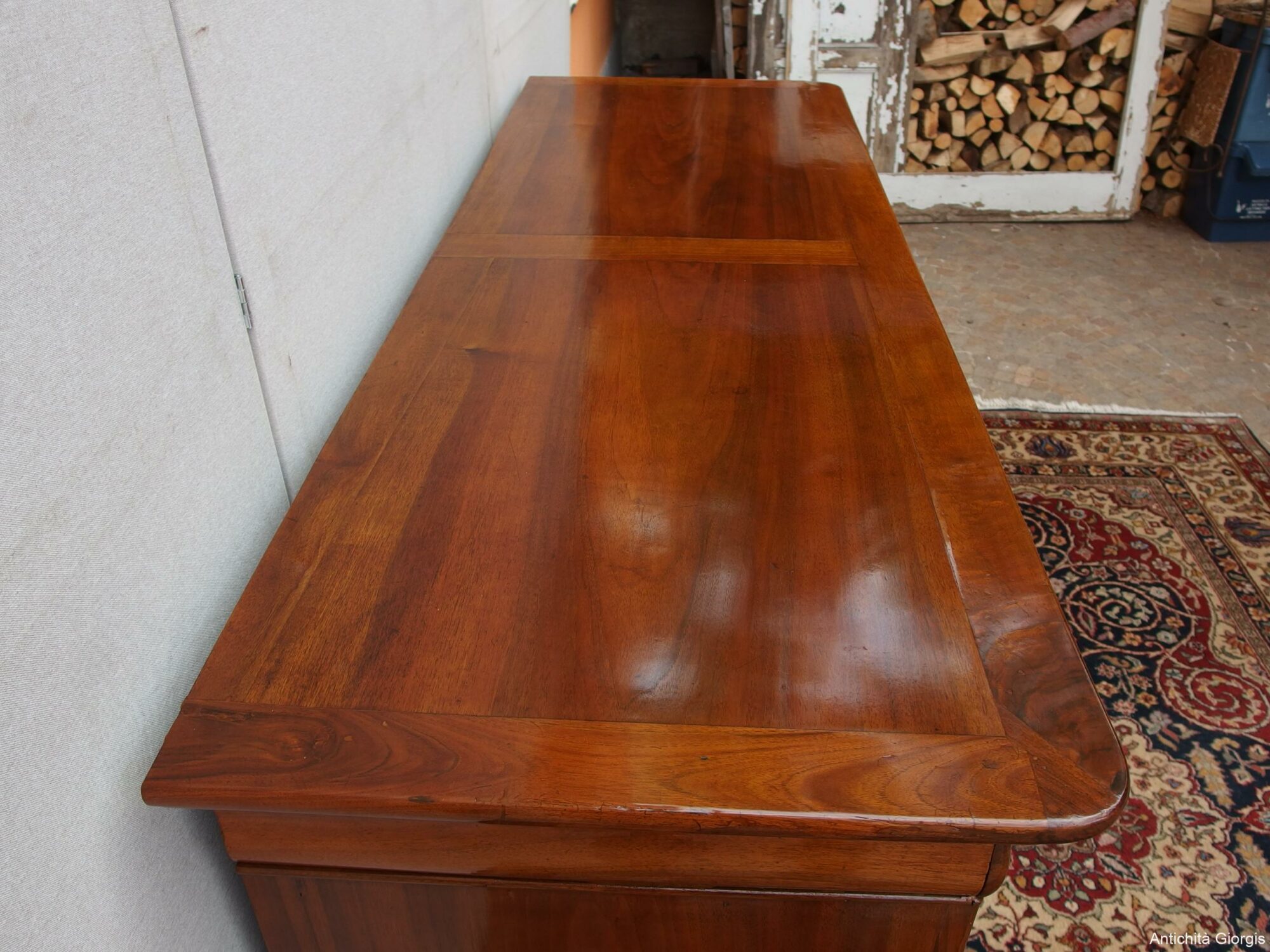 GRANDE CREDENZA A DUE PORTE IN NOCE CAPUCCINO RESTAURATA EPOCA 800 RESTAURATA - immagine 12