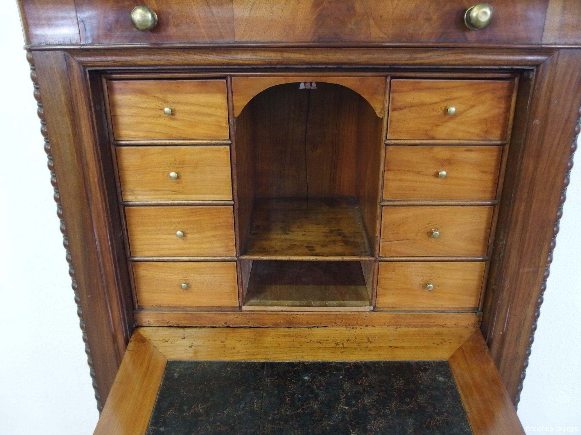 SECRETAIRE LASTRONATO IN NOCE PIEMONTESE STILE CARLO X EPOCA 800 - immagine 14