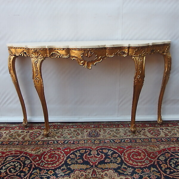 CONSOLLE IN LEGNO DORATO MODELLO STILE LUIGI XV EPOCA 900