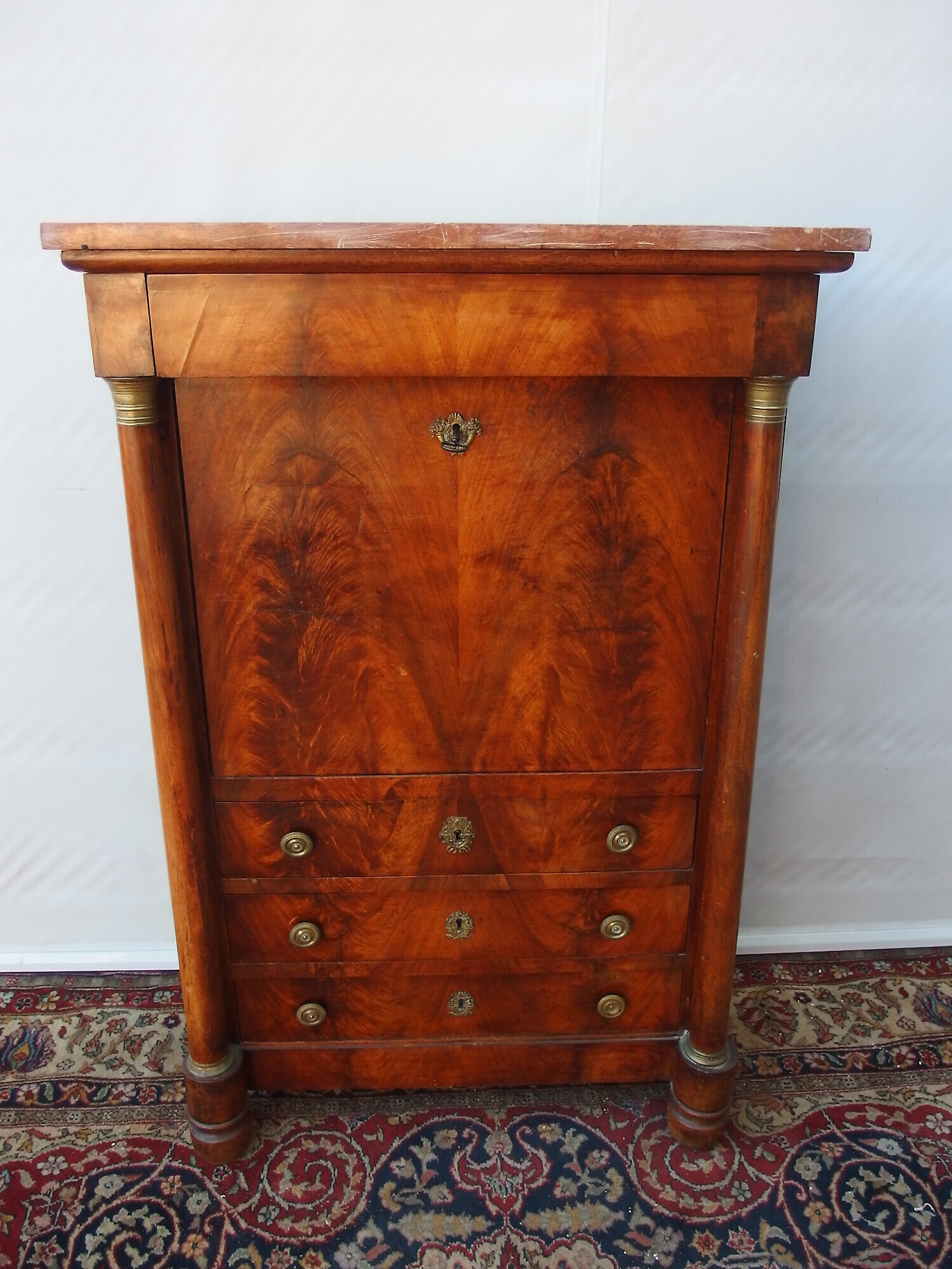 SECRETAIRE STILE IMPERO LASTRONATO IN PIUMA DI NOCE FRANCIA EPOCA PRIMI 800