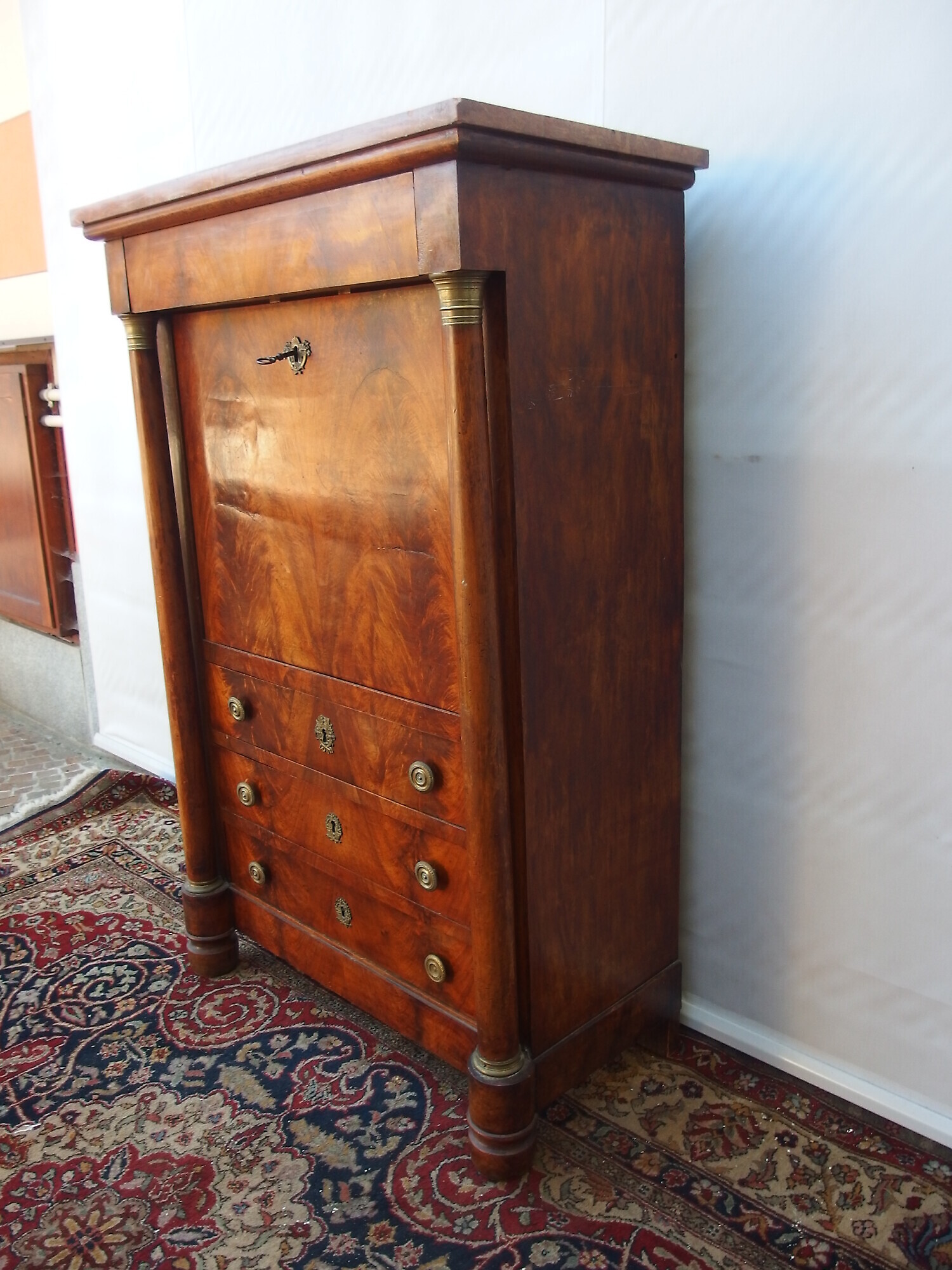 SECRETAIRE STILE IMPERO LASTRONATO IN PIUMA DI NOCE FRANCIA EPOCA PRIMI 800