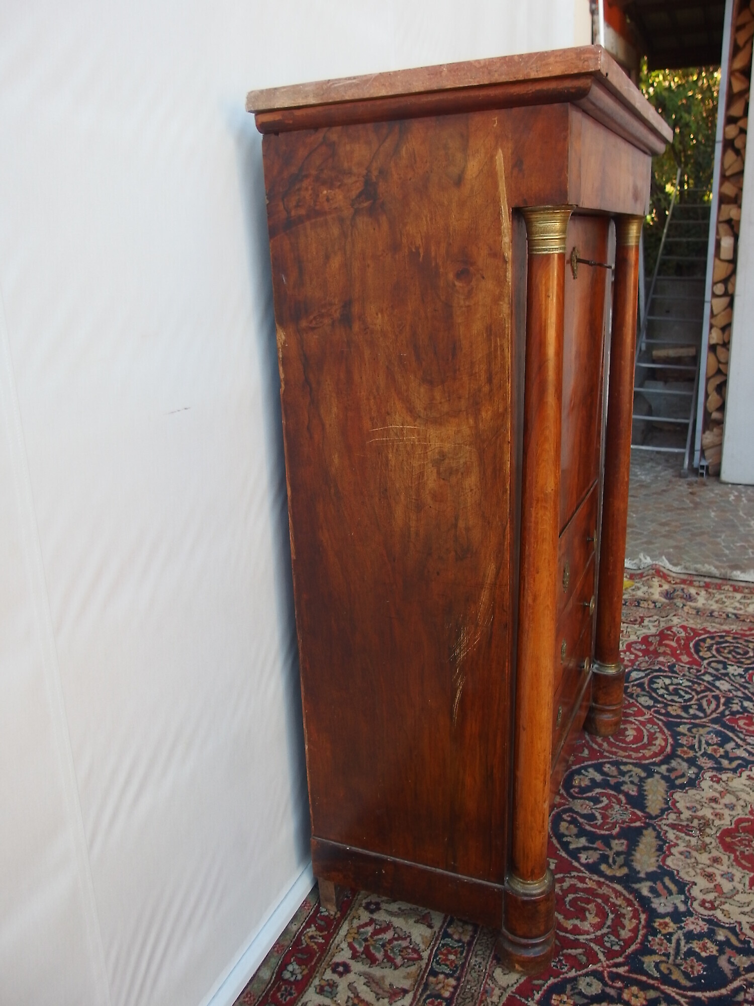 SECRETAIRE STILE IMPERO LASTRONATO IN PIUMA DI NOCE FRANCIA EPOCA PRIMI 800