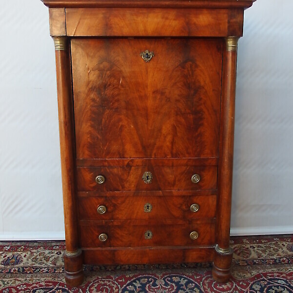 SECRETAIRE STILE IMPERO LASTRONATO IN PIUMA DI NOCE FRANCIA EPOCA PRIMI 800