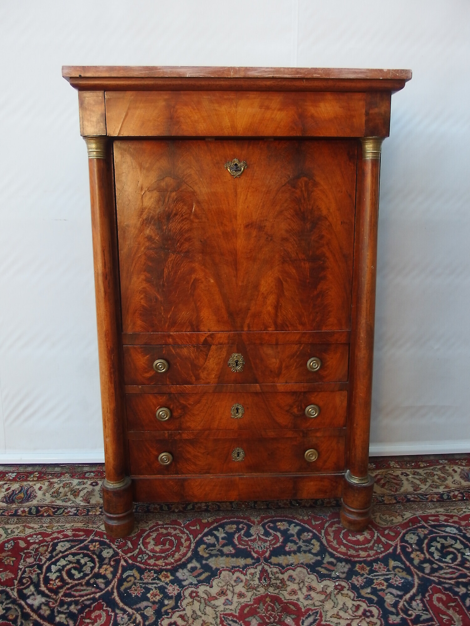 SECRETAIRE STILE IMPERO LASTRONATO IN PIUMA DI NOCE FRANCIA EPOCA PRIMI 800