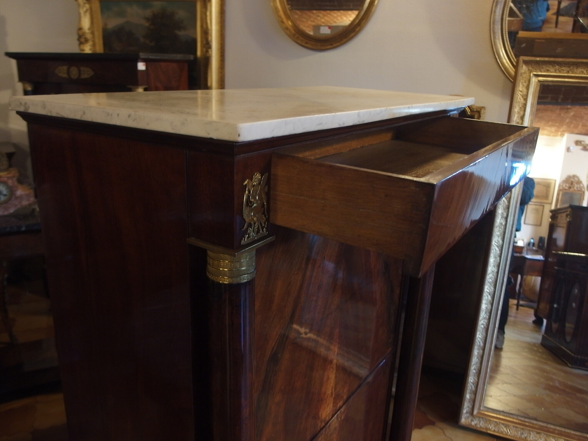 SECRETAIRE IN MOGANO STILE IMPERO RESTAURATO EPOCA 800 FRANCIA