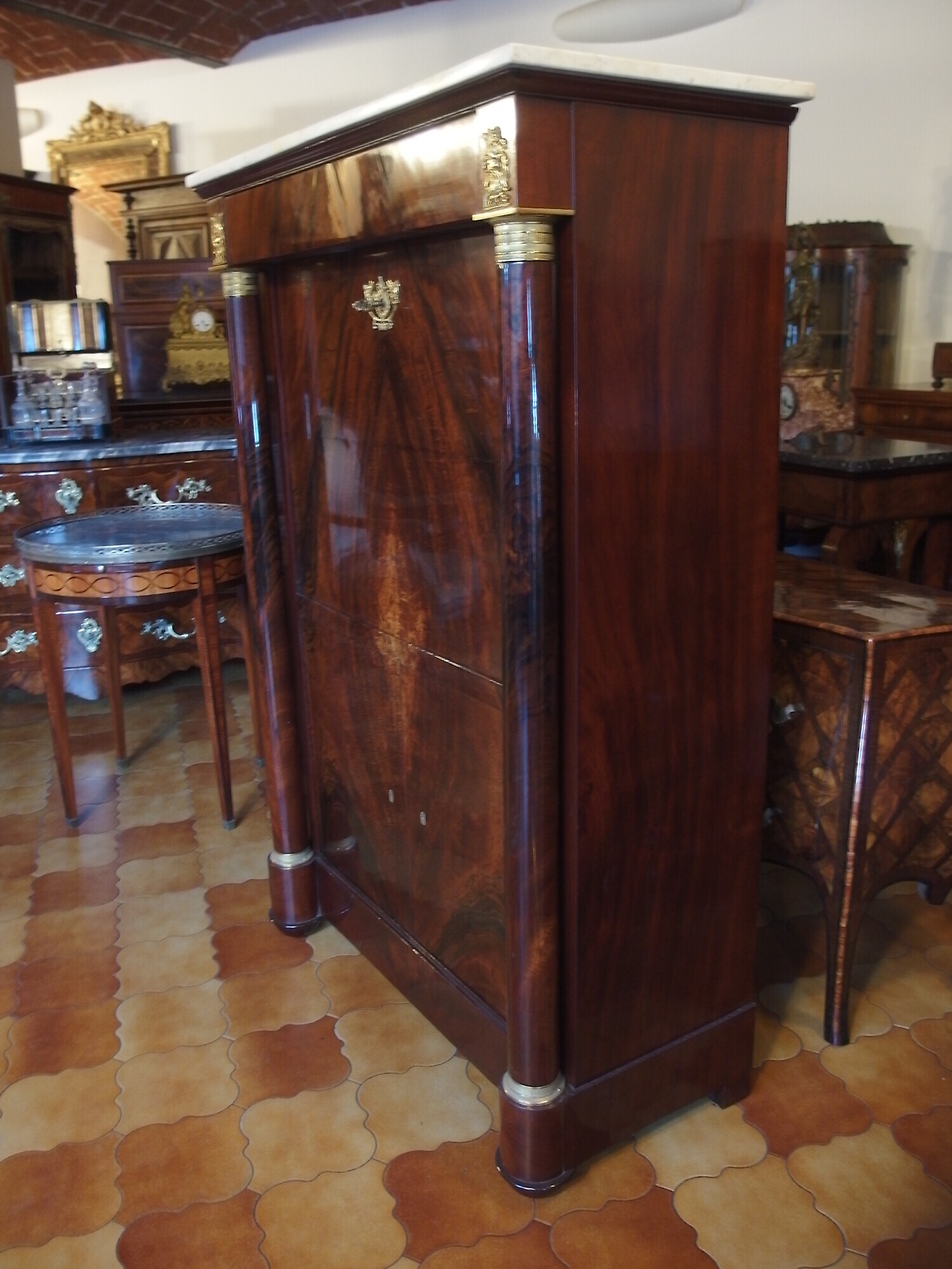 SECRETAIRE IN MOGANO STILE IMPERO RESTAURATO EPOCA 800 FRANCIA