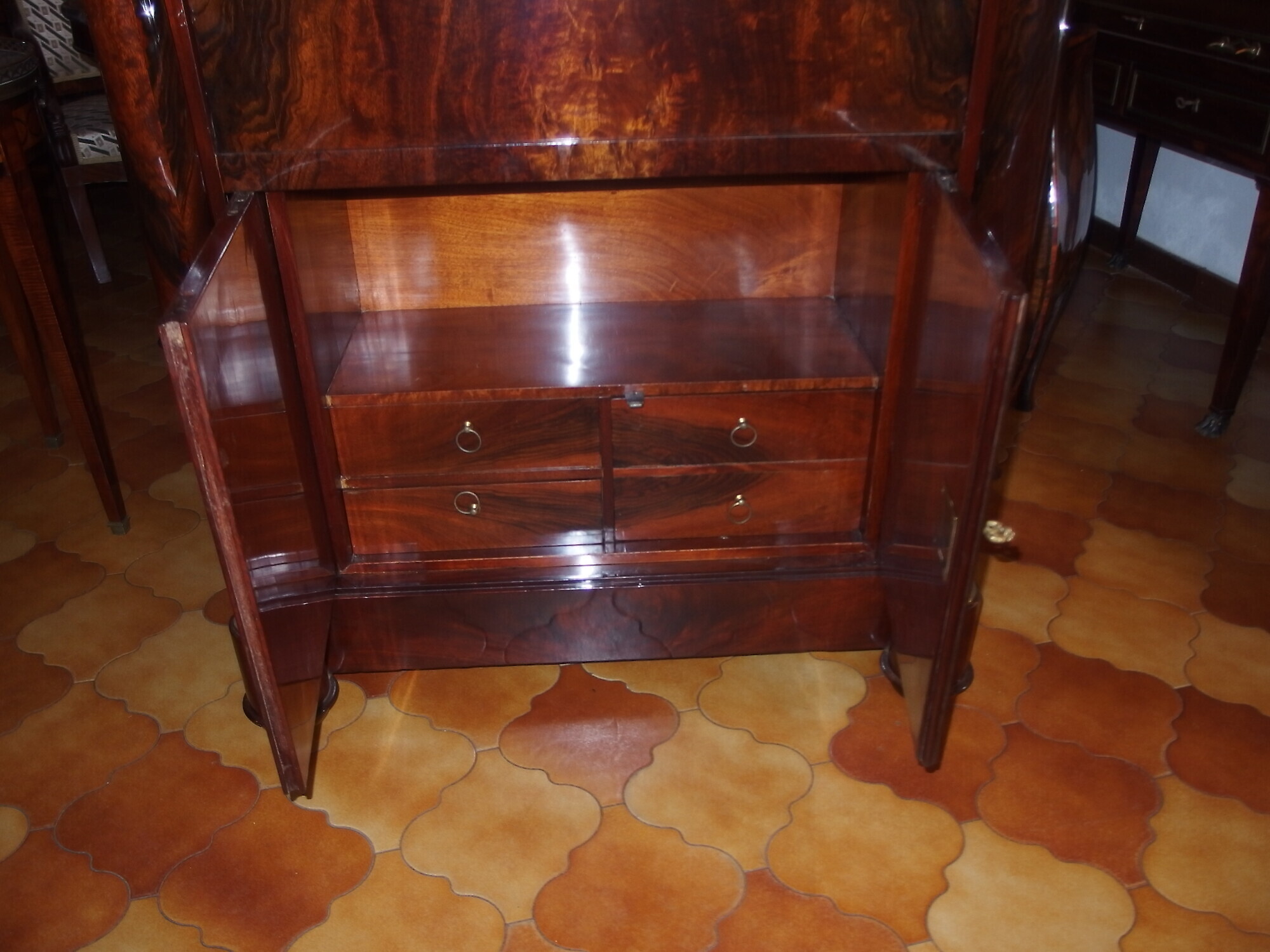 SECRETAIRE IN MOGANO STILE IMPERO RESTAURATO EPOCA 800 FRANCIA