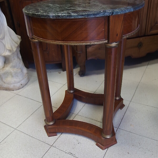 TAVOLINO ROTONDO DA CENTRO STILE IMPERO IN NOCE FRANCIA