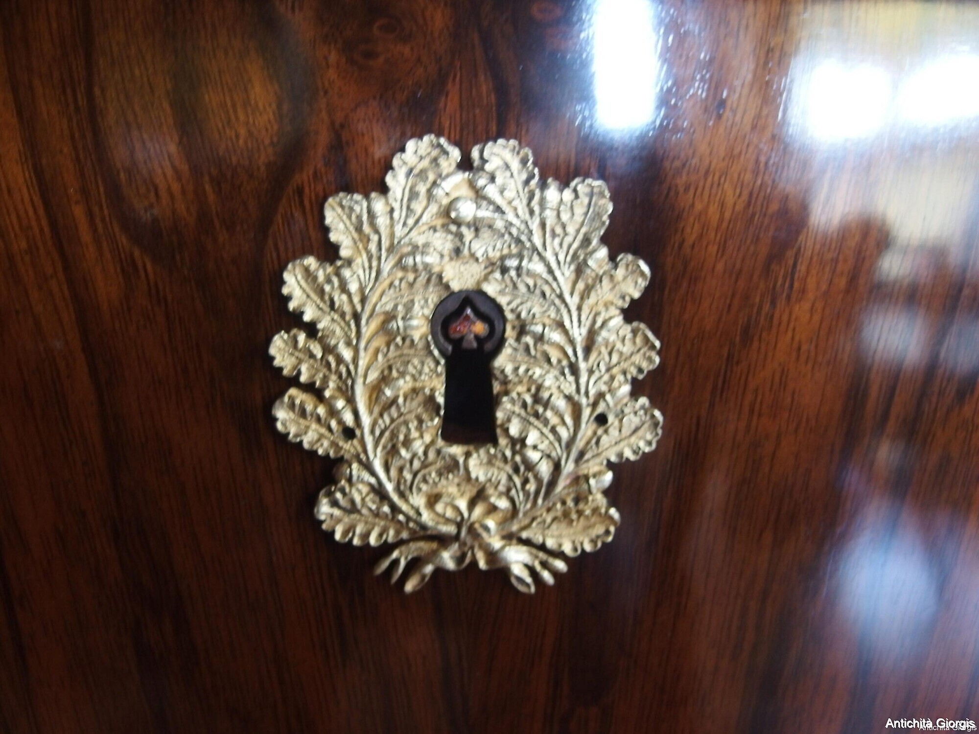 CASSETTONE STILE IMPERO LASTRONATO IN NOCE RESTAURATO