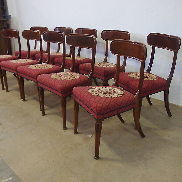 GRUPPO DI N. 10 SEDIE IN MOGANO STILE DIRETTORIO EPOCA 800 INGLESI