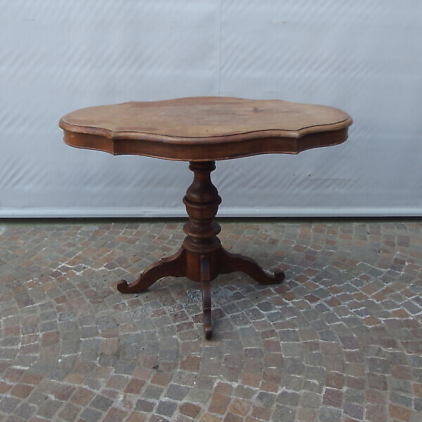 TAVOLINO A BISCOTTO IN NOCE STILE LUIGI FILIPPO EPOCA 800